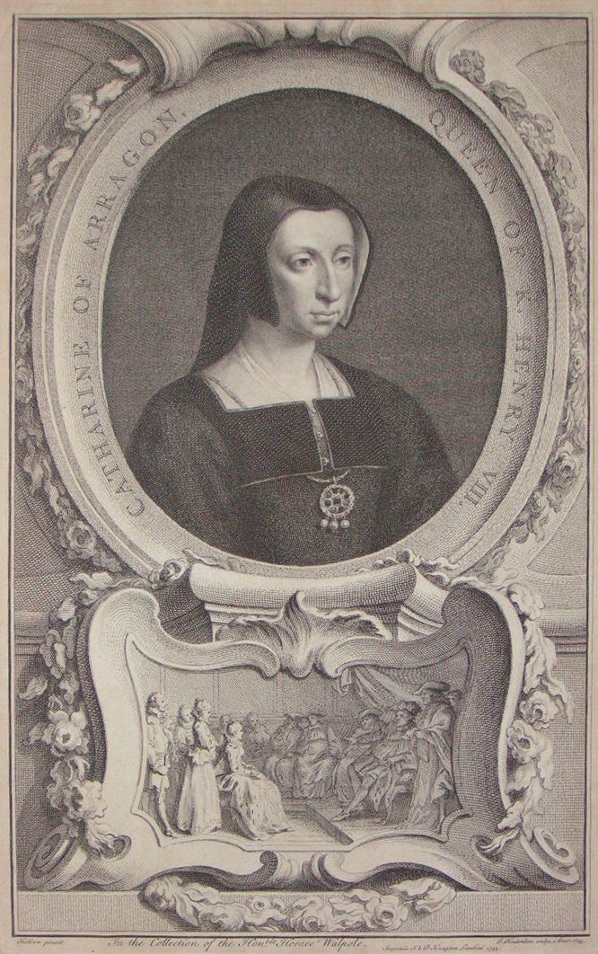 Print - Catherine of Arragon, Queen of K. Henry VIII. - Houbraken